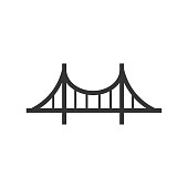 Bridge sign icon in flat style. Drawbridge vector illustration on white isolated background. Road business concept.