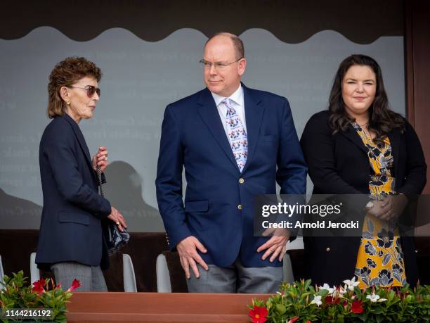 Elisabeth-Anne de Massy, Prince Albert II of Monaco and Melanie de Massy attends the Rolex Monte-Carlo Masters at Monte-Carlo Country Club on April...