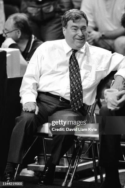 General Manager Jerry Krause smiles during Game Five of the 1999 NBA Eastern Conference Semifinals between the Chicago Bulls and Indiana Pacers on...