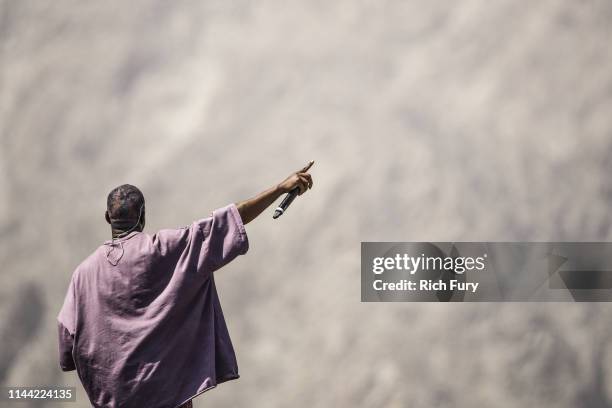 Kanye West performs Sunday Service during the 2019 Coachella Valley Music And Arts Festival on April 21, 2019 in Indio, California.