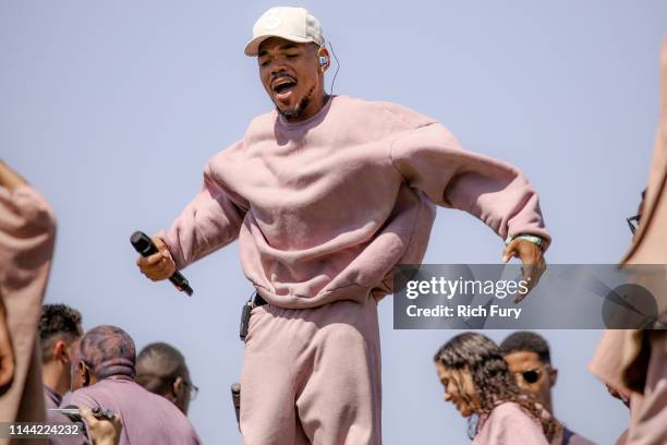 Chance The Rapper performs at Sunday Service during the 2019 Coachella Valley Music And Arts Festival on April 21, 2019 in Indio, California.