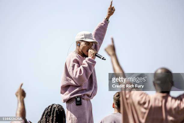 Chance The Rapper performs at Sunday Service during the 2019 Coachella Valley Music And Arts Festival on April 21, 2019 in Indio, California.