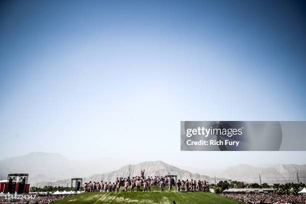 Kanye West performs Sunday Service during the 2019 Coachella Valley Music And Arts Festival on April 21, 2019 in Indio, California.