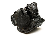 Piece of coal isolated on white background