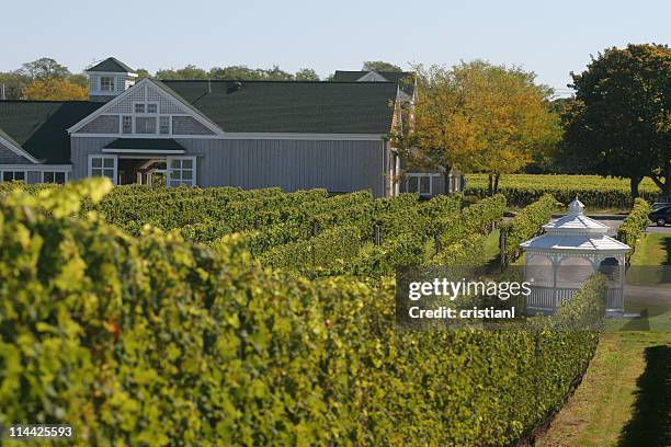vigneti e fienile in di long island - long island foto e immagini stock