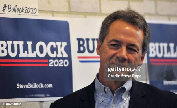 Democratic presidential candidate Montana Gov. Steve Bullock speaks during a campaign stop at a coffee shop on May 17, 2019 in Newton, Iowa. Bullock...