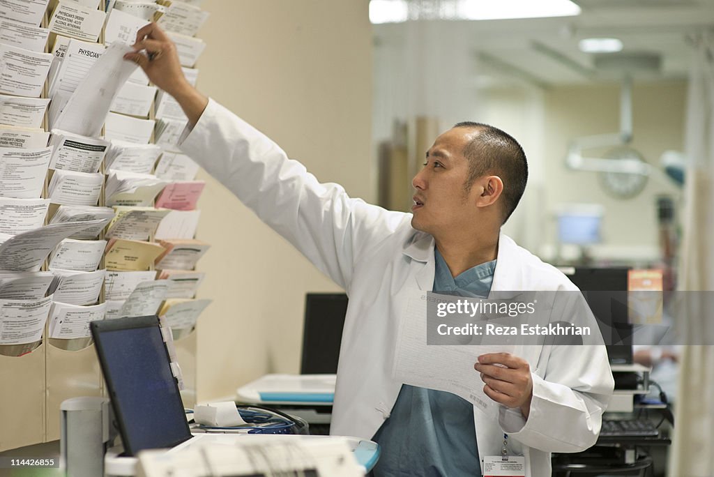 Doctor selects information for patient