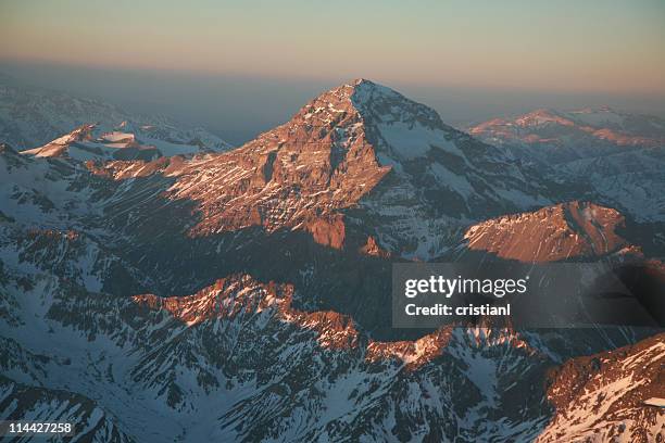 mount aconcagua in the andes - mount aconcagua stock pictures, royalty-free photos & images