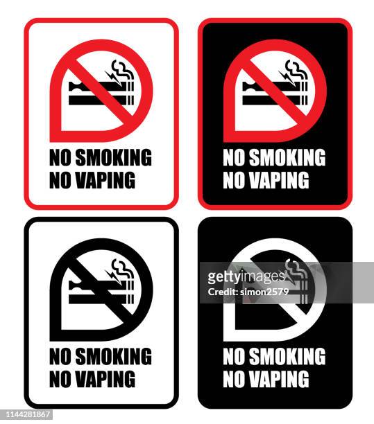 kein rauchen kein vaping-sign-symbol - rauchverbotsschild stock-grafiken, -clipart, -cartoons und -symbole