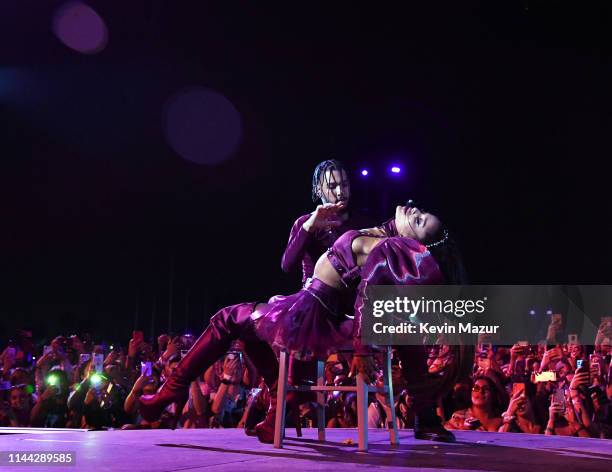 Ariana Grande performs at Coachella Stage during the 2019 Coachella Valley Music And Arts Festival on April 21, 2019 in Indio, California.