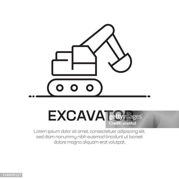 excavator vector line icon - simple thin line icon, premium quality design element - archaeology icon stock illustrations