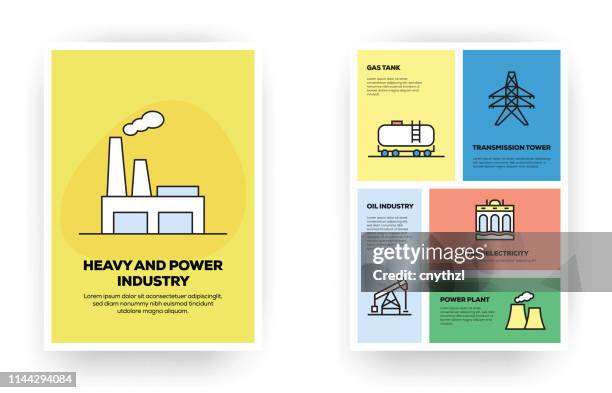 stockillustraties, clipart, cartoons en iconen met zware en energie-industrie gerelateerde infographic - nuclear power station