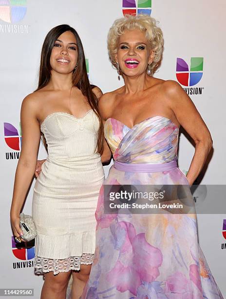 Sharinna Ortiz and mother TV personality Charytin attend Univision's Upfront reception featuring Hispanic America's Most Beloved Stars at The Edison...