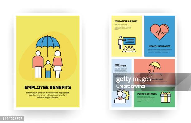 employee benefits related infographic - employee benefits stock illustrations