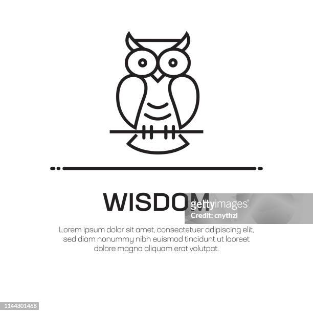 ilustrações de stock, clip art, desenhos animados e ícones de wisdom vector line icon - simple thin line icon, premium quality design element - coruja