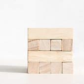 Wood blocks cube front view