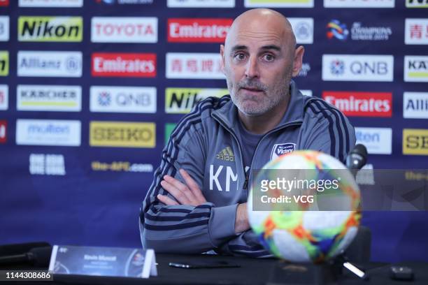 Melbourne Victory head coach Kevin Muscat attends a press conference ahead of the AFC Champions League Group F match between Melbourne Victory and...