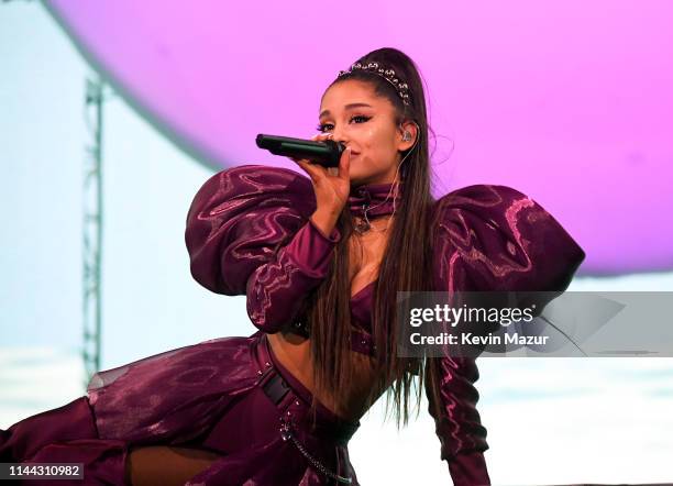 Ariana Grande performs at Coachella Stage during the 2019 Coachella Valley Music And Arts Festival on April 21, 2019 in Indio, California.