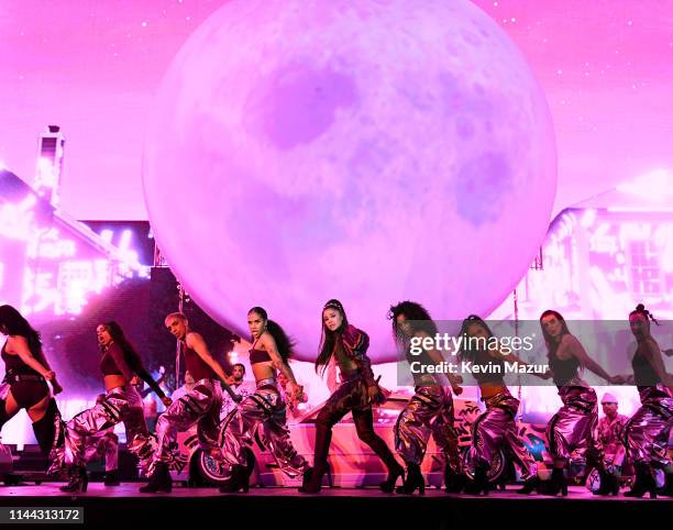 Ariana Grande performs at Coachella Stage during the 2019 Coachella Valley Music And Arts Festival on April 21, 2019 in Indio, California.