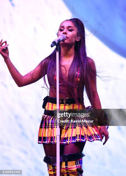 Ariana Grande performs at Coachella Stage during the 2019 Coachella Valley Music And Arts Festival on April 21, 2019 in Indio, California.