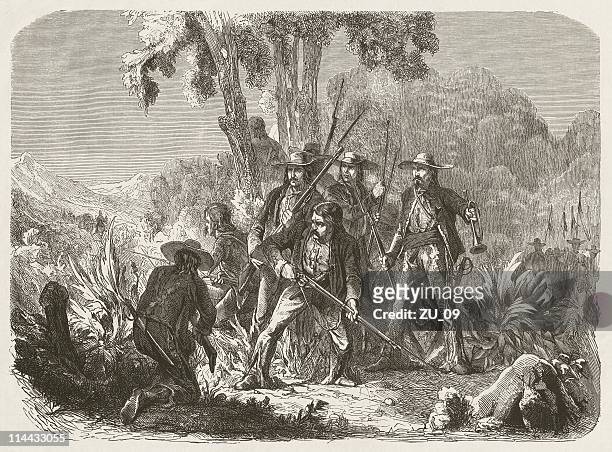 mexikanische guerillas im 19. jahrhundert, pass für den 1872 - mexikanischer abstammung stock-grafiken, -clipart, -cartoons und -symbole