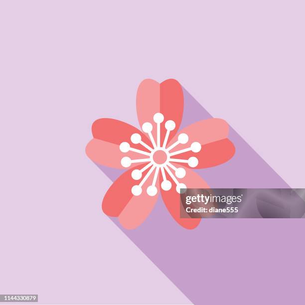 cute flower icon in flat design - cherry blossoms - simple flower stock illustrations