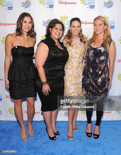 Molly Mickler Smith of 2S Films, Jeannette Garcia, Executive Producer Hilary Swank and Tina Gazzerro of Go Go Luckey Entertainment attend preview of...