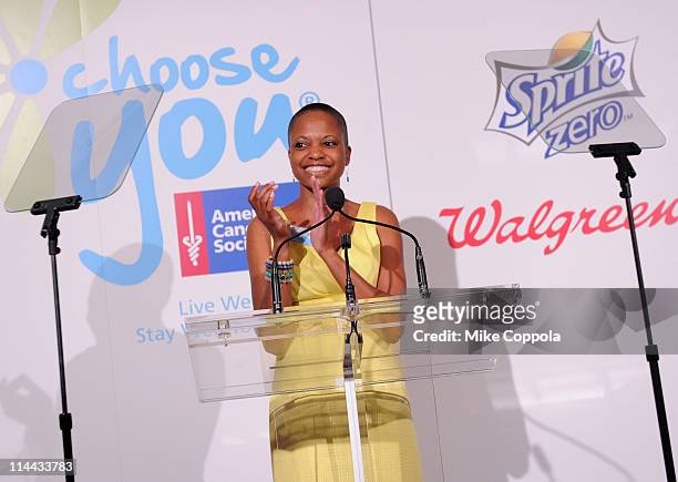 Kimberly Wright speaks at preview of the first ever "Choose You" documentary, created by Executive Producer Hilary Swank, alongside 2S Films and Go...