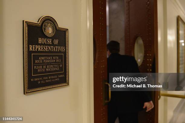 Member of the staff walks into the House Gallery at the Missouri State Capitol Building on May 17, 2019 in Jefferson City, Missouri. Tension and...