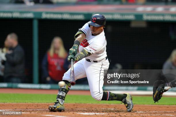 Cleveland Indians third baseman Jose Ramirez reaches base on an error by Baltimore Orioles infielder Jonathan Villar during the second inning of the...