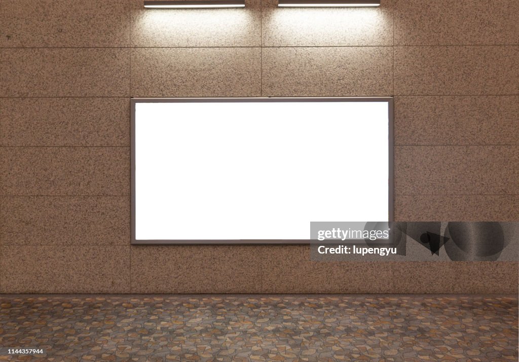 Billboard Banner signal mock up display in subway train station