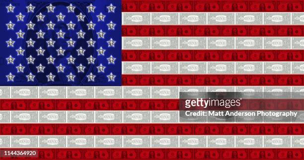 usa flag made out of one dollar bills - mid atlantic bundesstaaten der usa stock-fotos und bilder