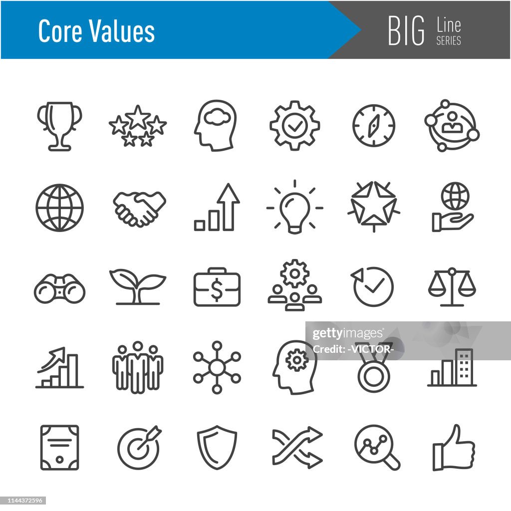 Iconos de valores principales-serie de grandes líneas
