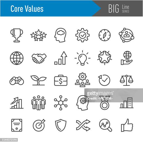 illustrazioni stock, clip art, cartoni animati e icone di tendenza di icone dei valori fondamentali - serie big line - trasparente