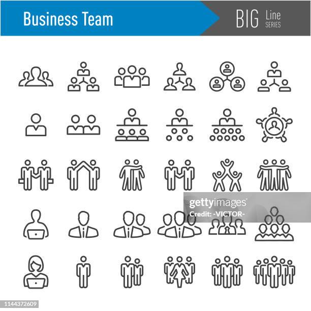 business team icons - big line series - bonding icon stock illustrations