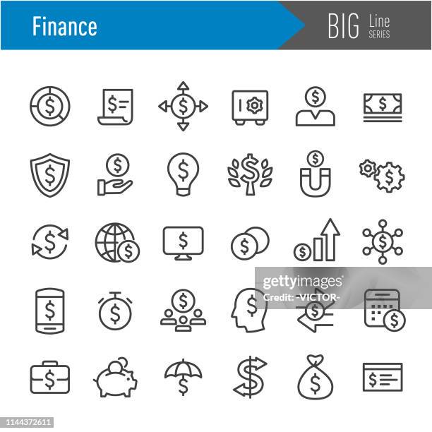 stockillustraties, clipart, cartoons en iconen met financiën iconen-grote lijn serie - fund manager
