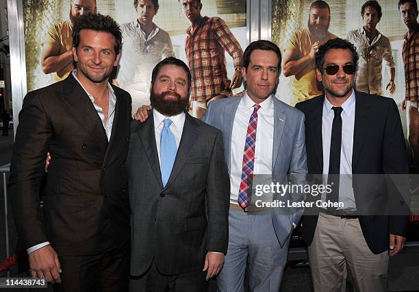 Actors Bradley Cooper, Zach Galifianakis, Ed Helms, and director Todd Phillips arrive at "The Hangover Part II" Los Angeles Premiere at Grauman's...