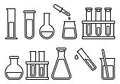 Chemical equipment, chemical flasks. Vector illustration