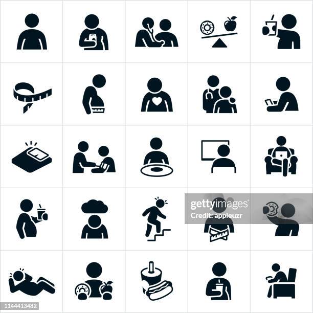 obesity icons - sitting icon stock illustrations