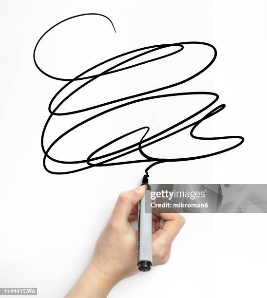 hand drawing on white page with marker drawing scribbles - hand drawn pattern bildbanksfoton och bilder