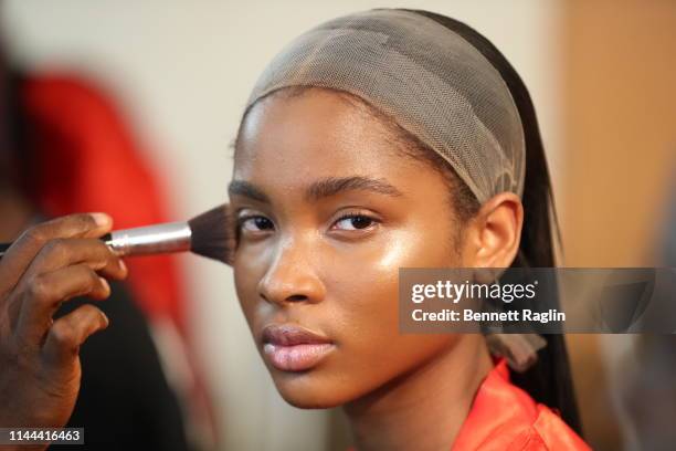 General view of models backstage during Arise Fashion Week on April 20, 2019 in Lagos, Nigeria.