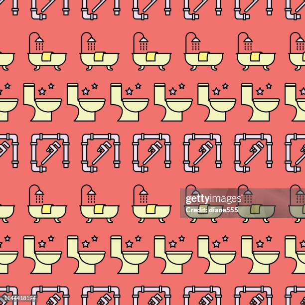 thin line home improvement diy background pattern - plumber tools background stock illustrations