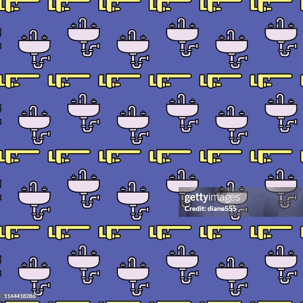 thin line home improvement diy background pattern - plumber tools background stock illustrations