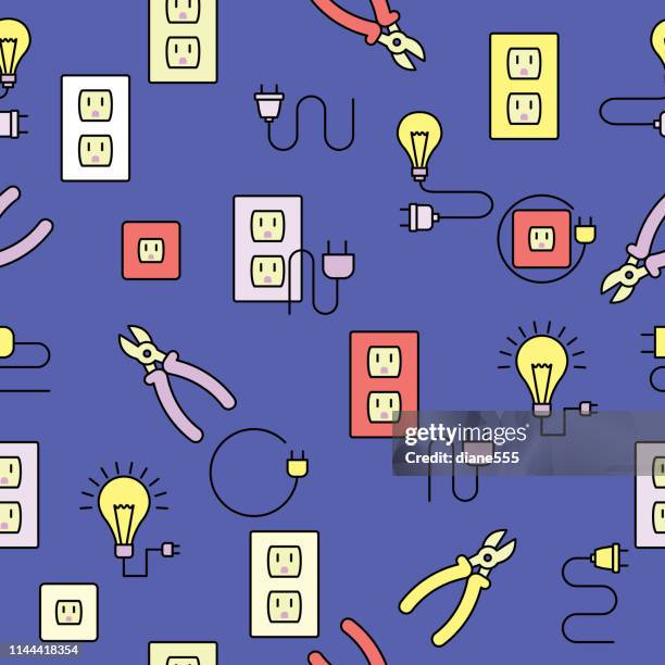 thin line home improvement diy background pattern - roofing contractor stock illustrations