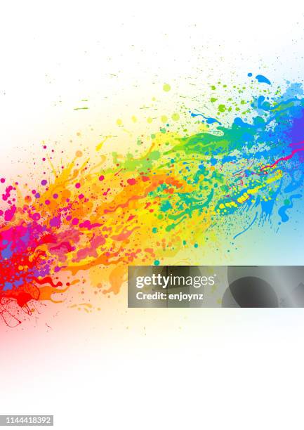 stockillustraties, clipart, cartoons en iconen met rainbow paint splash - spatten beschrijvende begrippen