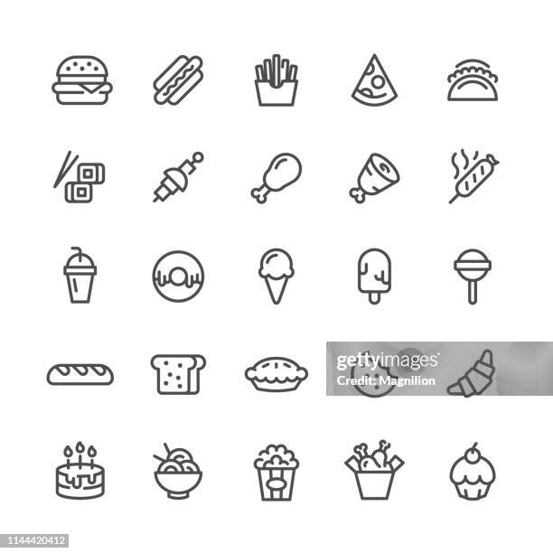 stockillustraties, clipart, cartoons en iconen met fast food iconen set - bucket