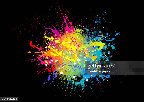 rainbow paint splash - exploding paint stock illustrations