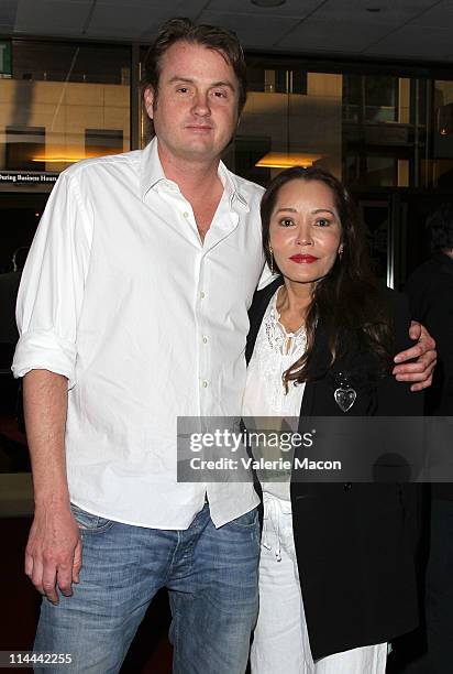 Barbara Carrera and Jean-Paul Chevalier attend the The Academy Of Motion Picture Arts And Sciences Premiere Of The Restored "The Garden Of The...