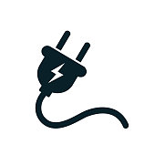 Electric plug icon with cord – stock vector