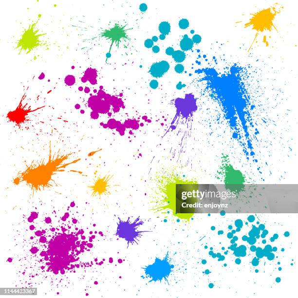 colorful paint splats - mud splatter stock illustrations